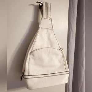 White Faux Leather Sling Bag Backpack
